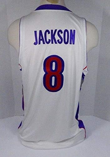 2002-03 Toronto Raptors Jermaine Jackson 8 Játék Kiadott Fehér Jersey DP05884 - Játék Használt MLB Mezek
