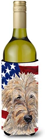 Caroline Kincsek SC9521LITERK Golden Retrieverek az Amerikai Zászló borosüveg Ölelkezős, Üveg Hűvösebb Ujja Ölelkezős