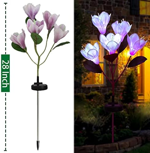 [Korszerűsített 5 Virágok] Napelemes Dekoratív Kerti Tét Fények, Vízálló LED Magnolia Mesterséges Virágokat Kerti Virág