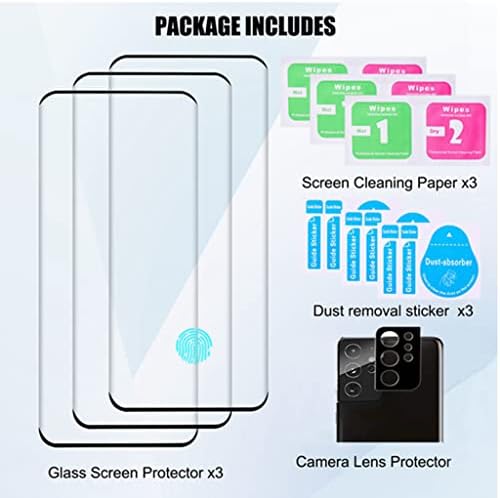 OttarScreen Galaxy S21 Ultra képernyővédő fólia, 1 Csomag Edzett Üveg Kamera Lencséjét Védő, Kompatibilis Ujjlenyomat,