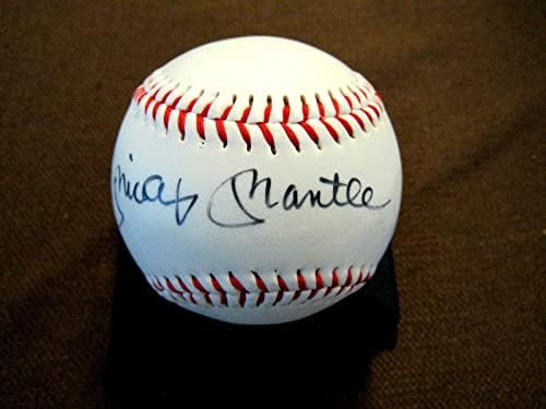 Mickey Mantle New York Yankees Hof Aláírt Auto Klasszikus Baden Baseball Szövetség Loa - Dedikált Baseball