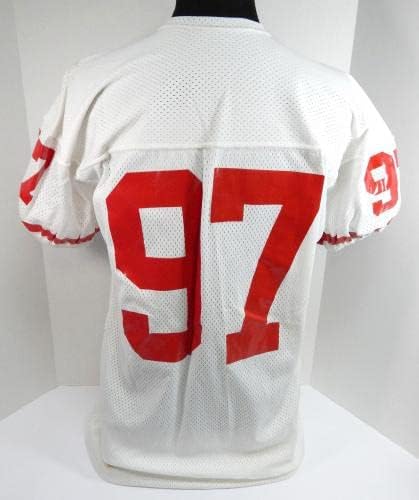 1980-as évek 1990-es évek Elején a San Francisco 49ers 97 Játék Használt Fehér Jersey 48 702 - Aláíratlan NFL Játék