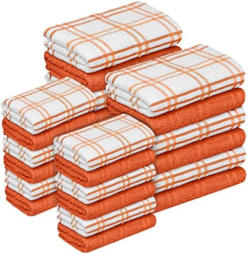 Oakias Narancs konyharuhák, valamint Dishcloths Készlet, 16 x 26 Hüvelyk 12 x 12 Hüvelyk, Készlet 24 Bundle Pack, Ömlesztett