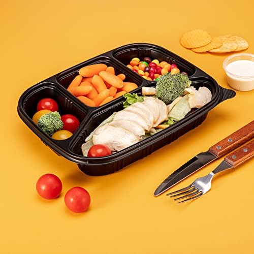 OTOR Étel elkészítése Konténerek 34oz Bento Dobozok 4 Rekeszes Tiszta, Légmentesen záródó Fedő Élelmiszer Tárolására