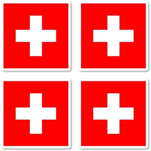 Svájc Svájci Zászló Matrica, Zászló, Matrica (4 Doboz) - Laptop Matrica - 2,5 Hüvelyk Vinyl Matrica - Laptop, Telefon,
