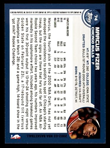 2002 Topps 74 Marcus Fizer Chicago Bulls (Kosárlabda Kártya) NM/MT Bika Iowa St