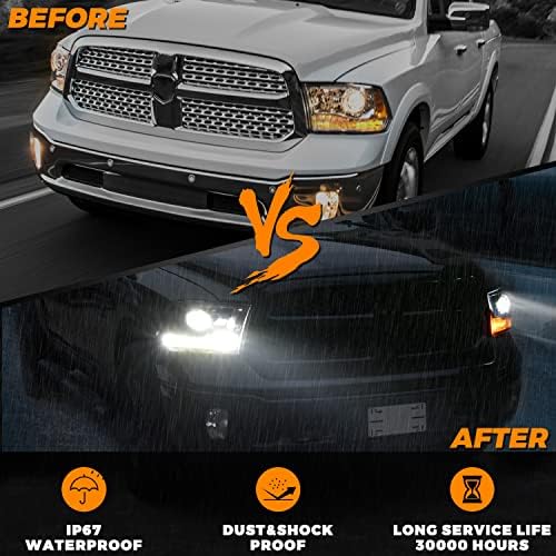 POKIAUTO LED Projektor Fényszórók Dodge Ram, az Utas vagy Vezető Oldalán LED Cső Hullámvasútja Fehér & Amber Parkolás