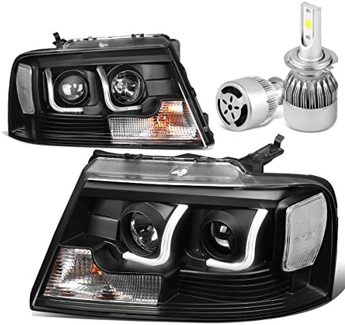 Kompatibilis a Ford F150 Pár Fekete Ház Egyértelmű Jelzést 3D LED U-Halo DRL Projektor Fényszóró + H7 LED Készlet W/Ventilátor