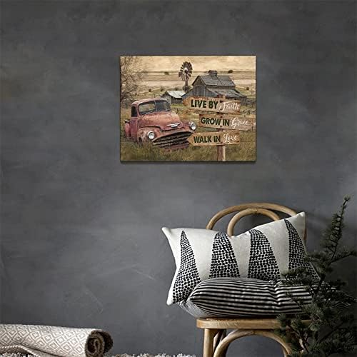 Rusztikus, Régi Teherautó Wall Art Parasztház Régi Pajtában Képeket, Fali Dekor Vörös Kocsi, Pajta Festmény Inspiráló