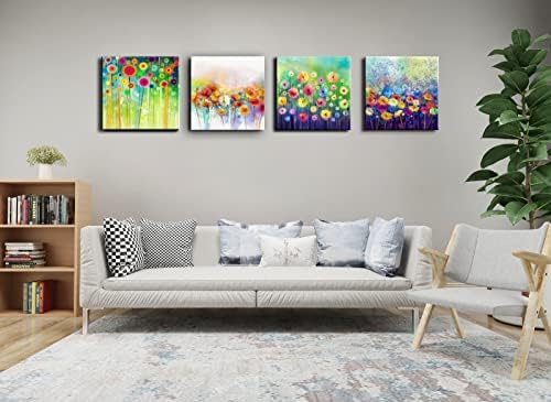 Absztrakt Virágos Vászon Wall Art, Színes Virágok, Grafika, Festmény, Nyomatok Modern Akvarell Képek Keretezve a nappaliban,
