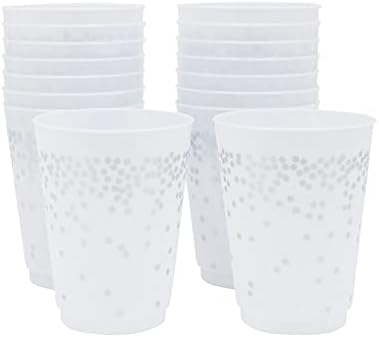 Ezüst Pöttyös Műanyag Fél Csésze Felnőtteknek (16 oz, a 16-os Csomag)