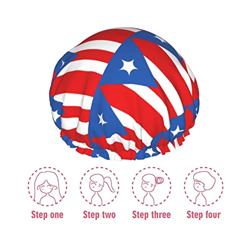 A Nők Újrafelhasználható Szakaszon Hem Szőr Kalap Puerto Rico Zászló Dupla Réteg Vízálló Zuhanysapka Fürdő Sapka