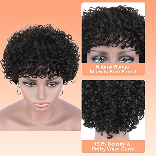 Brinbea 8 Rövid Afro Göndör hajból készült Paróka, Fekete Nők Perverz Göndör haja, mint a Paróka a Haj Frufruval Természetes,