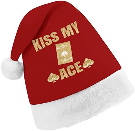 Csók Az Ace Póker Plüss Karácsonyi Kalap Pajkos, Kedves Mikulás Sapka Plüss Színültig, majd Comfort Bélés Karácsonyi