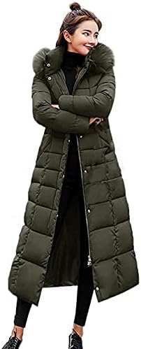 Fragarn Női Téli Kabát Női Divat Nagy Haj Gallér Vékony, Hosszú, térdig érő Pamut kabát Kabát