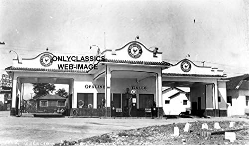 OnlyClassics 1920-as Évjárat Mexikó Sinclair benzinkút, Fénykép, Art Deco Stílusú Szivattyú Olaj GUMIABRONCS