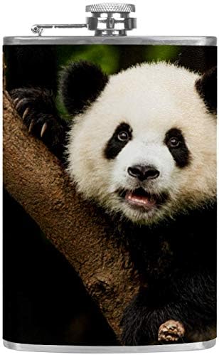 Flaskád, az Ital, Rozsdamentes Acél Szivárgásmentes a Tölcsér 7.7 oz Bőr borítású Nagyszerű Ajándék Ötlet Lombik - Állat-Panda