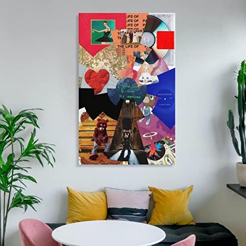 Kanye West Plakát, Poszter Lóg Vászon Wall Art Dekoráció Otthon Kereten Akasztó Plakátok Lapozzunk Freskó 12x18inch(30x45cm)
