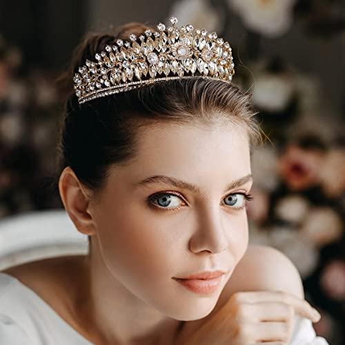 Ó MENYASSZONYI Korona, Nőknél Strasszos Királyné Arany Korona -Princess Tiara, Hajpánt Esküvői Szépségverseny Születésnapot,