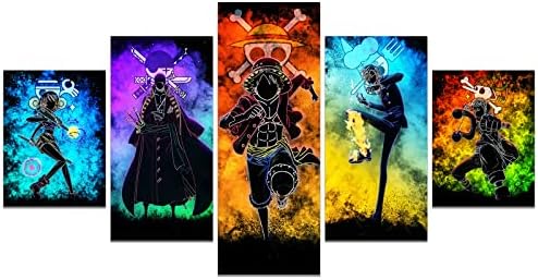 Anime Poszter 5 Darab Vászon Wall Art Luffy Zoro Nami Sanji Usopp Nyomtatás Festmény, Kép, Grafika, Otthon Dekoráció