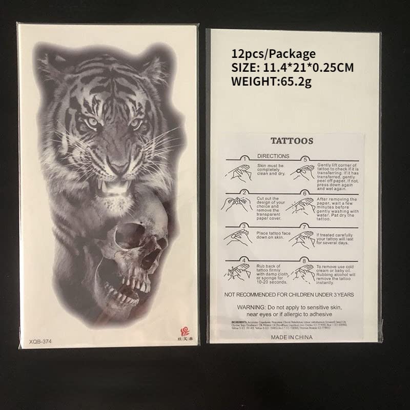 INTEROOKIE 12DB/Csomag Fekete oroszlán, tigris öltöny tetoválás matrica kar borjú víz transzfer állat tervezés, szimuláció
