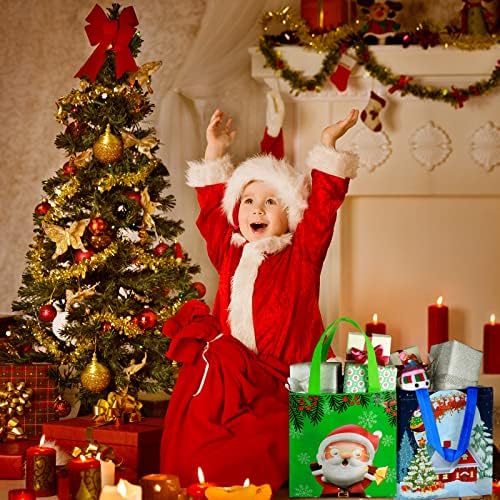 12-es Karácsonyi ajándékcsomagot fogantyúval Vízálló Újrafelhasználható Karácsonyi Bevásárlás Tote Többfunkciós Nem