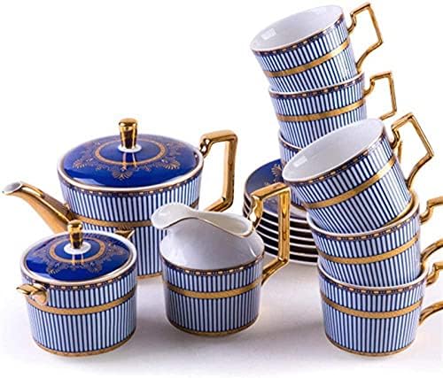 LIANXIAO - Európai Kék kávéscsésze Szett, Egyszerű, Kínai, angol Délutáni Tea Set, Haza Dombornyomott Arany Teás Készlet
