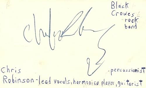 Chris Robinson énekes Fekete Crowe Rock Zenekar Aláírt Index Kártya SZÖVETSÉG COA - NBA-Vágott Aláírás
