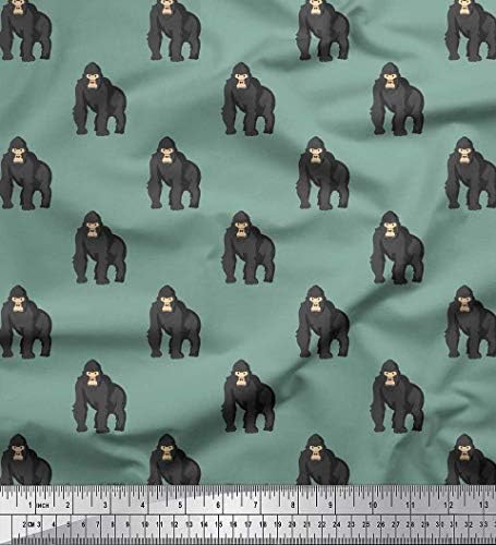 Soimoi Zöld Pamut Jersey Anyagból Gorilla Állati Szövet képeket Udvaron 58 cm Széles
