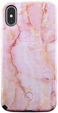 LuMee Önarckép Telefon Esetében, Rózsaszín Kvarc | LED Világítás, Változó Dimmer | Sokk Abszorpciós, Lökhárító Ügy iPhone
