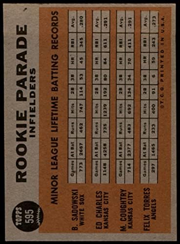 1962 Topps 595 Újonc Parade - Infielders Ed Charles/Bob Sadowski/Felix Torres/Marlan Coughtry Kansas City 2-Atlétika/White