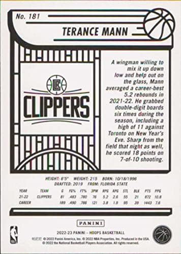 2022-23 Panini NBA Karika 181 Terance Mann NM-MT Los Angeles Clippers Kosárlabda Trading Card NBA