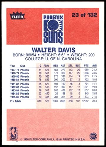 1986 Fleer 23 Walter Davis Phoenix Suns (Kosárlabda Kártya) VG/EX Nap UNC