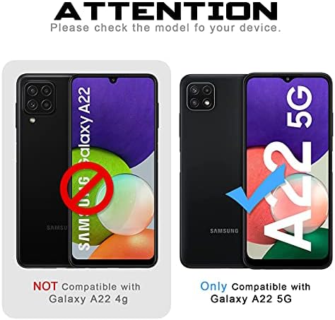 HAIL tok Samsung Galaxy A22 5G [Nem illik A22 4G],PU Bőr Folio Flip Pénztárca tok Memóriakártya Tok, Állvány, Állvány